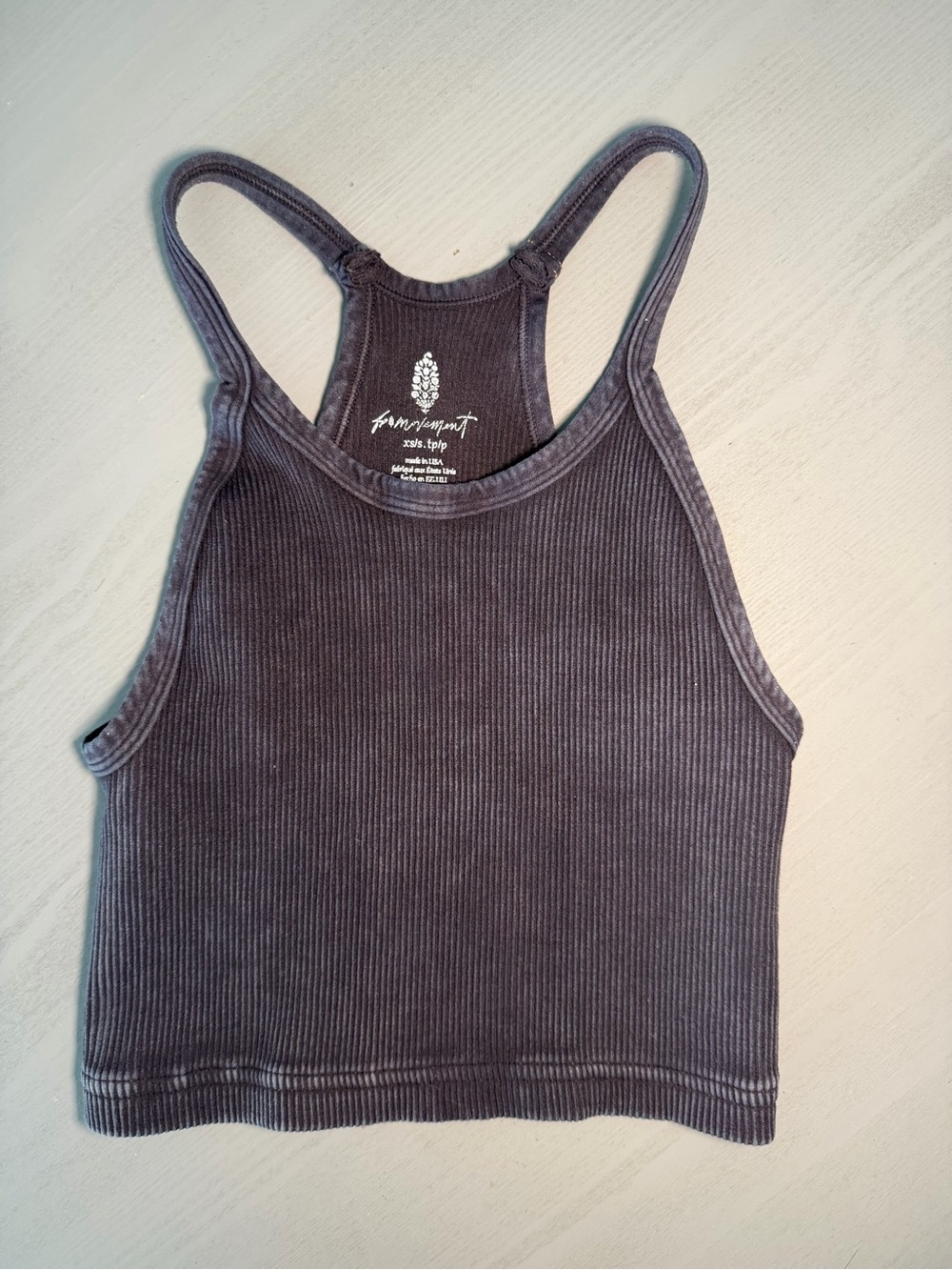 FP Movement by Free People Ribbed Racerback Crop Tank - Charcoal